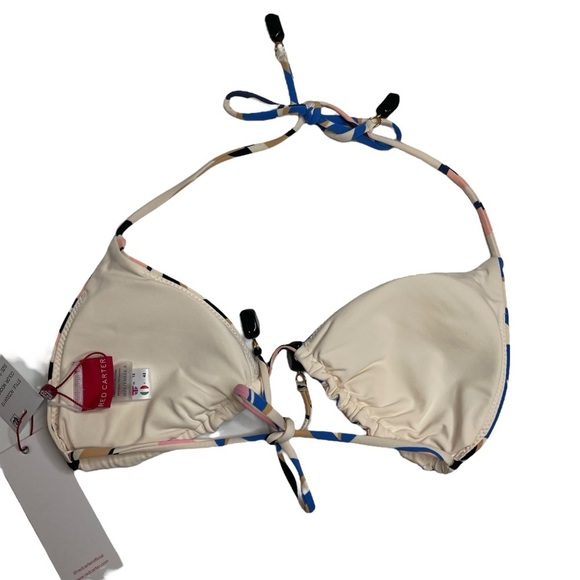 Red Carter Bikini Moonstone Triangle Top & Voyage Blue Tie Side Bottoms Small - Picture 5 of 11